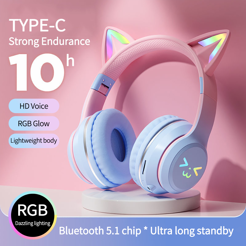 Outdoor Sport Activities For Kids - Auriculares inalámbricos con gradiente RGB, bonitos